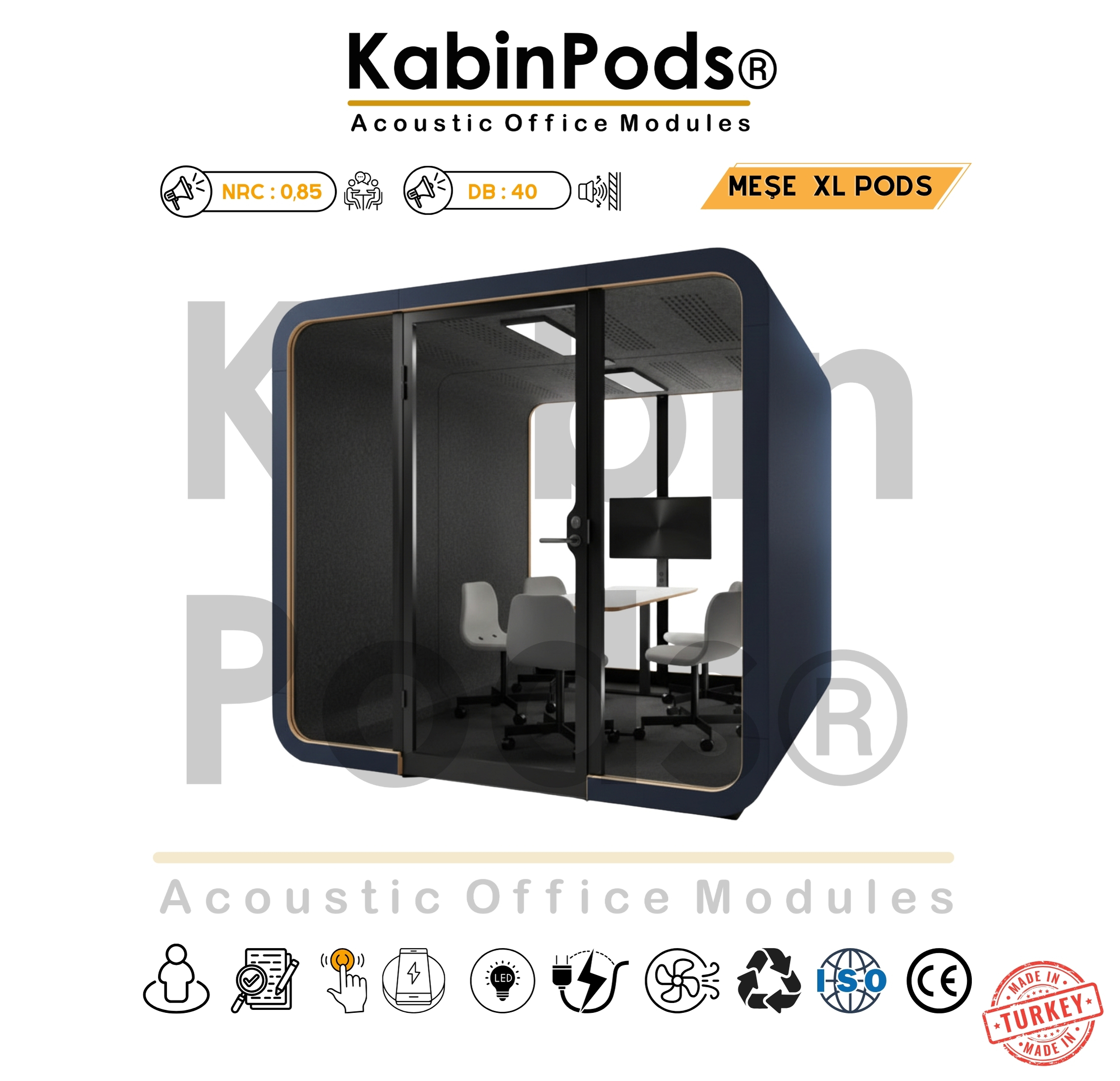 Ofis içinde çok kişilik çalışma kabini