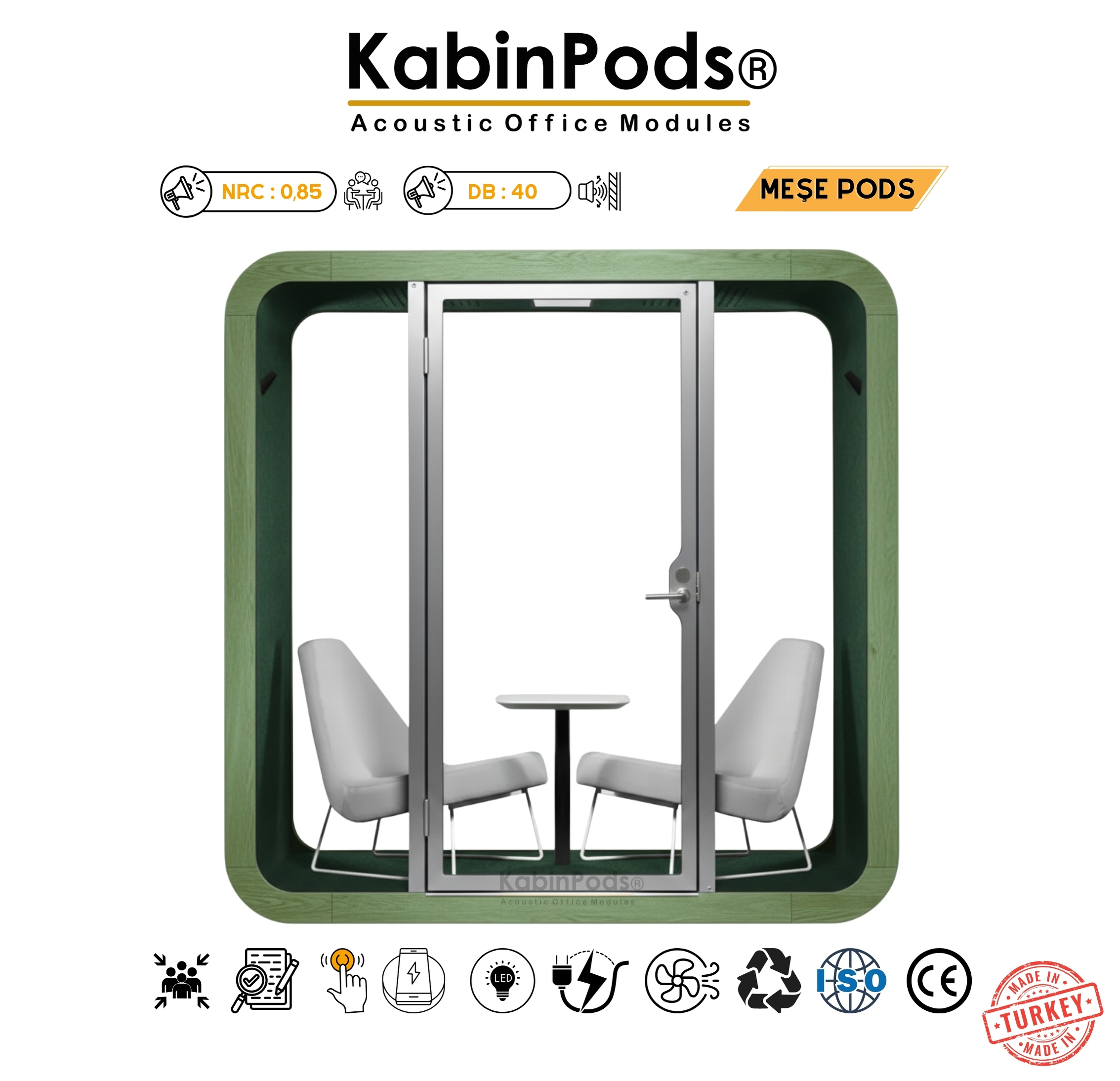 Akustik Ofis Kabini 3 - Premium Ses Yalıtımlı Telefon Görüşme Kabini Çözümleri