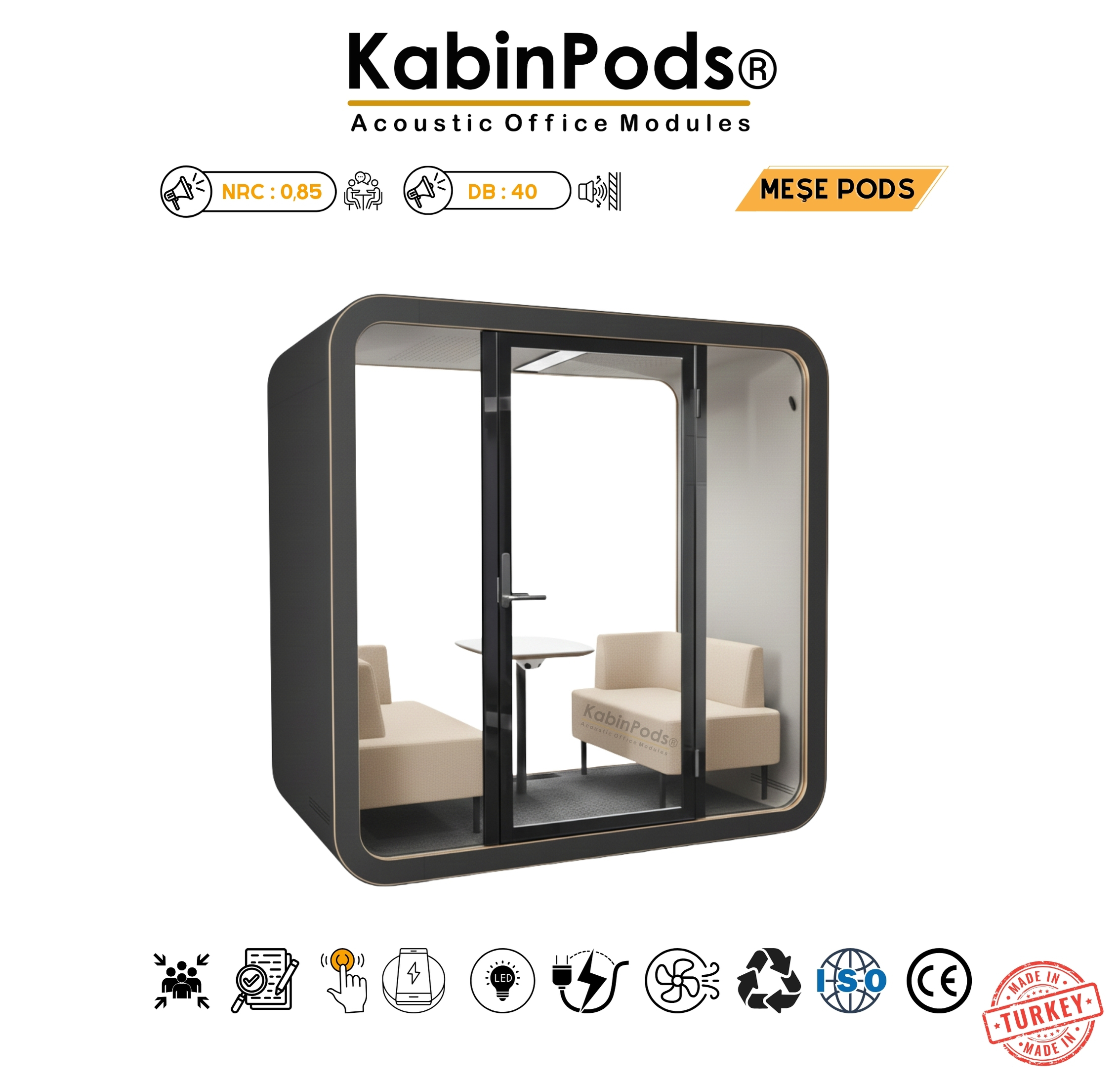 Akustik Ofis Kabini 5 - Profesyonel Ses İzolasyonlu Ofis Kabini Özellikleri